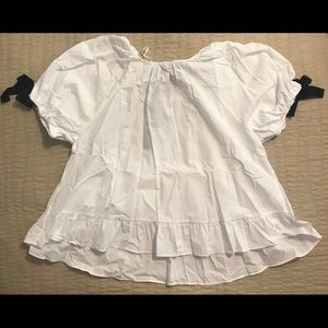 Zara White Cotton Shirt with black bows
